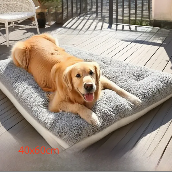 Reversible Plush Dog Bed Mat in Gray (view 3)