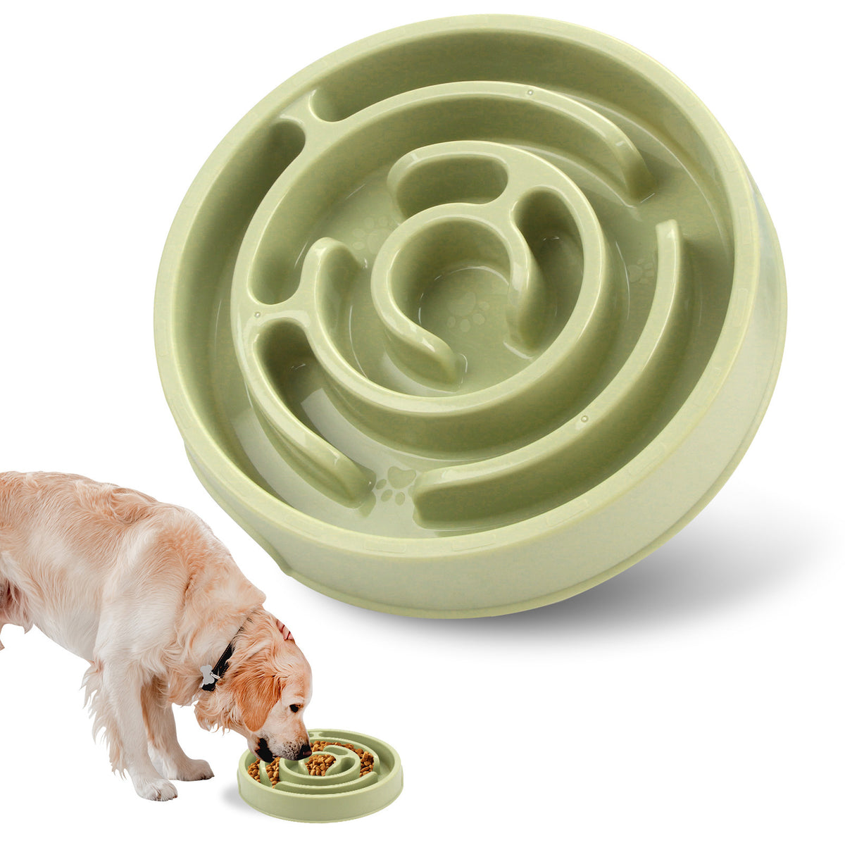 Maze Slow Feeder Bowl for Dogs & Cats in Light Green