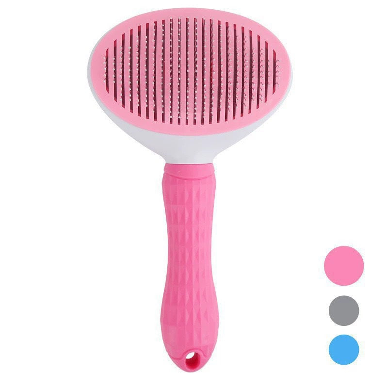 Self-Cleaning Slicker Brush for Dogs & Cats in Pink