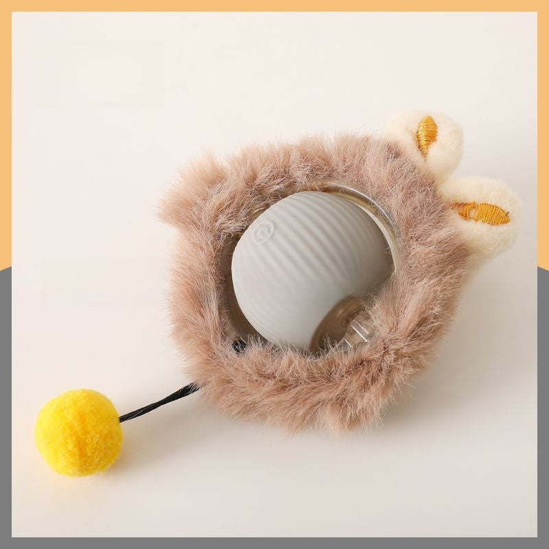 Self-Moving Interactive Cat Ball — Plush Cover, Gray