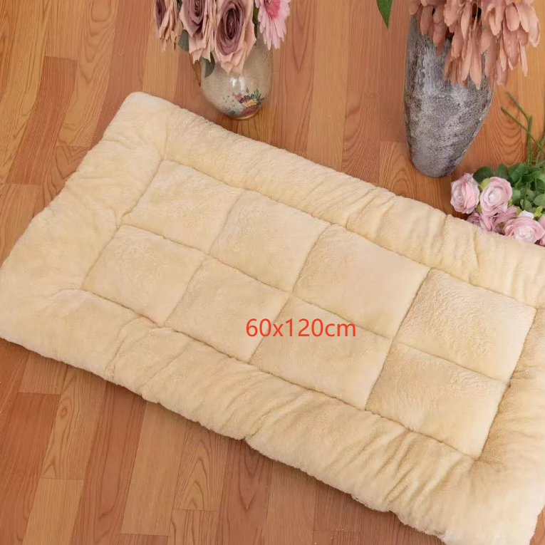 Reversible Plush Dog Bed Mat in Camel