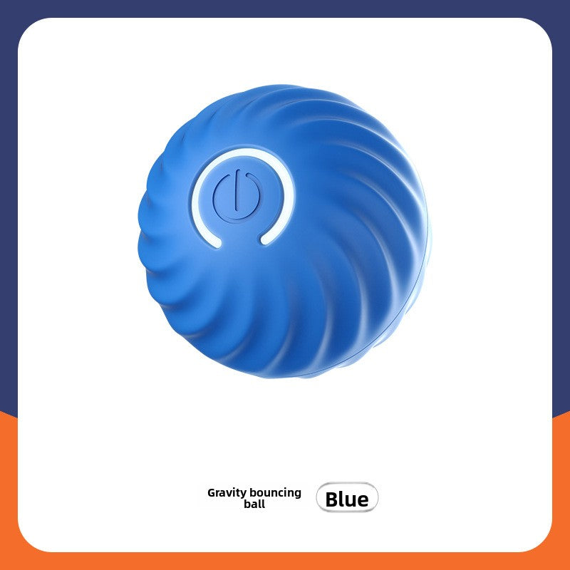 Self-Rolling Interactive Pet Ball with LED Light in Blue Gravity Bounce Ball