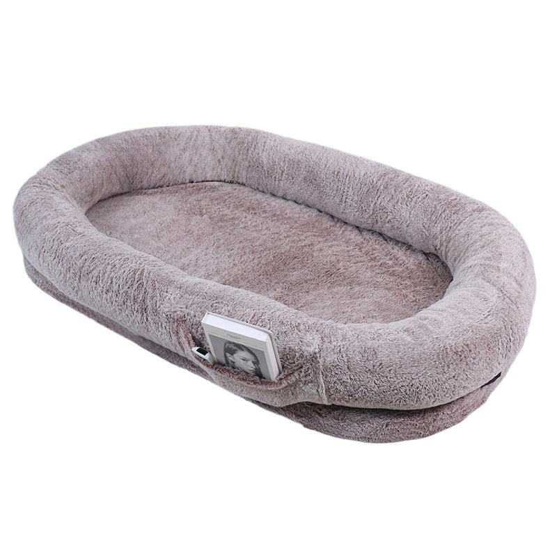 Human-Size Dog Bed with Washable Cover in Khaki