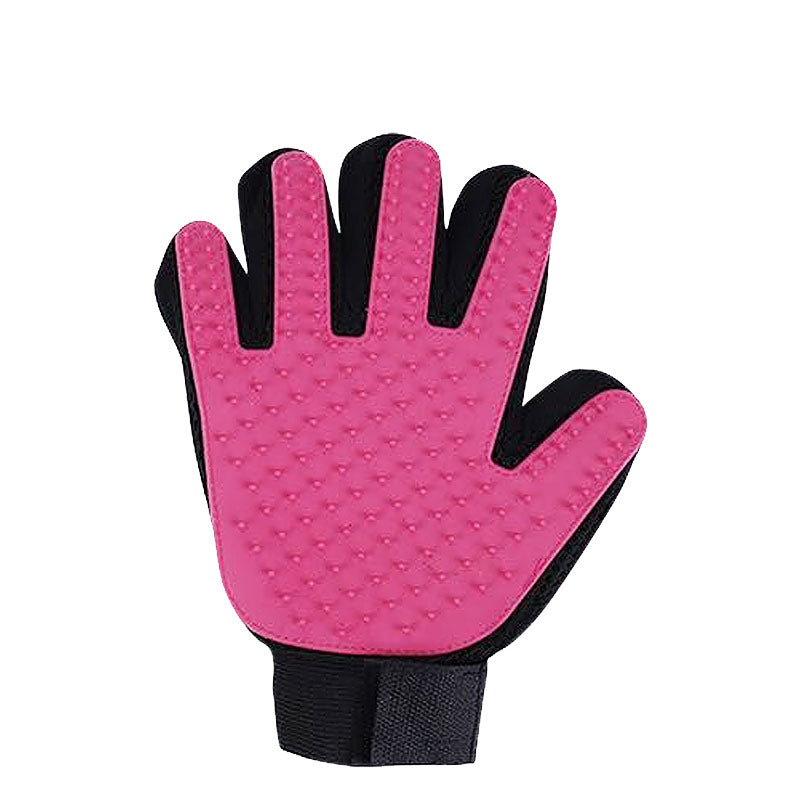 Five-Finger Pet Grooming Glove — Pink, Right Hand