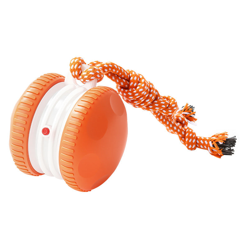 Interactive Rolling Dog Ball with Rope — Orange Roller, Bird Sounds