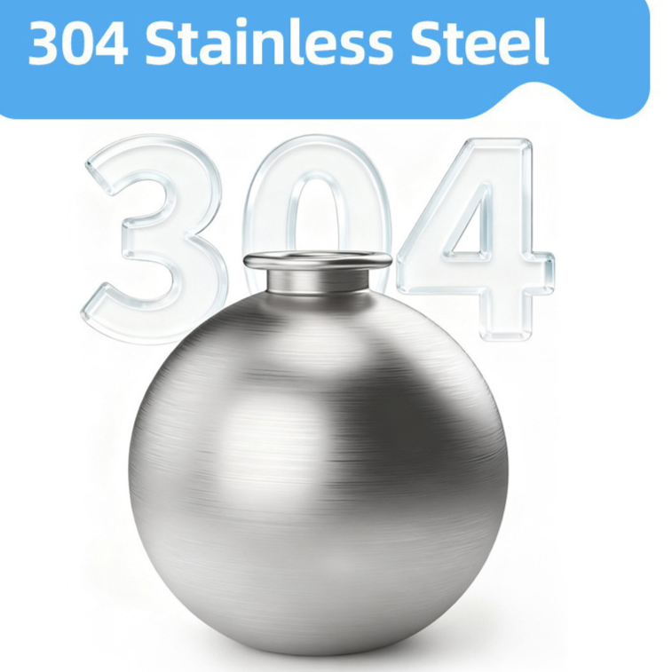 The bare 304 stainless steel sphere of the pet water bottle with the cover removed