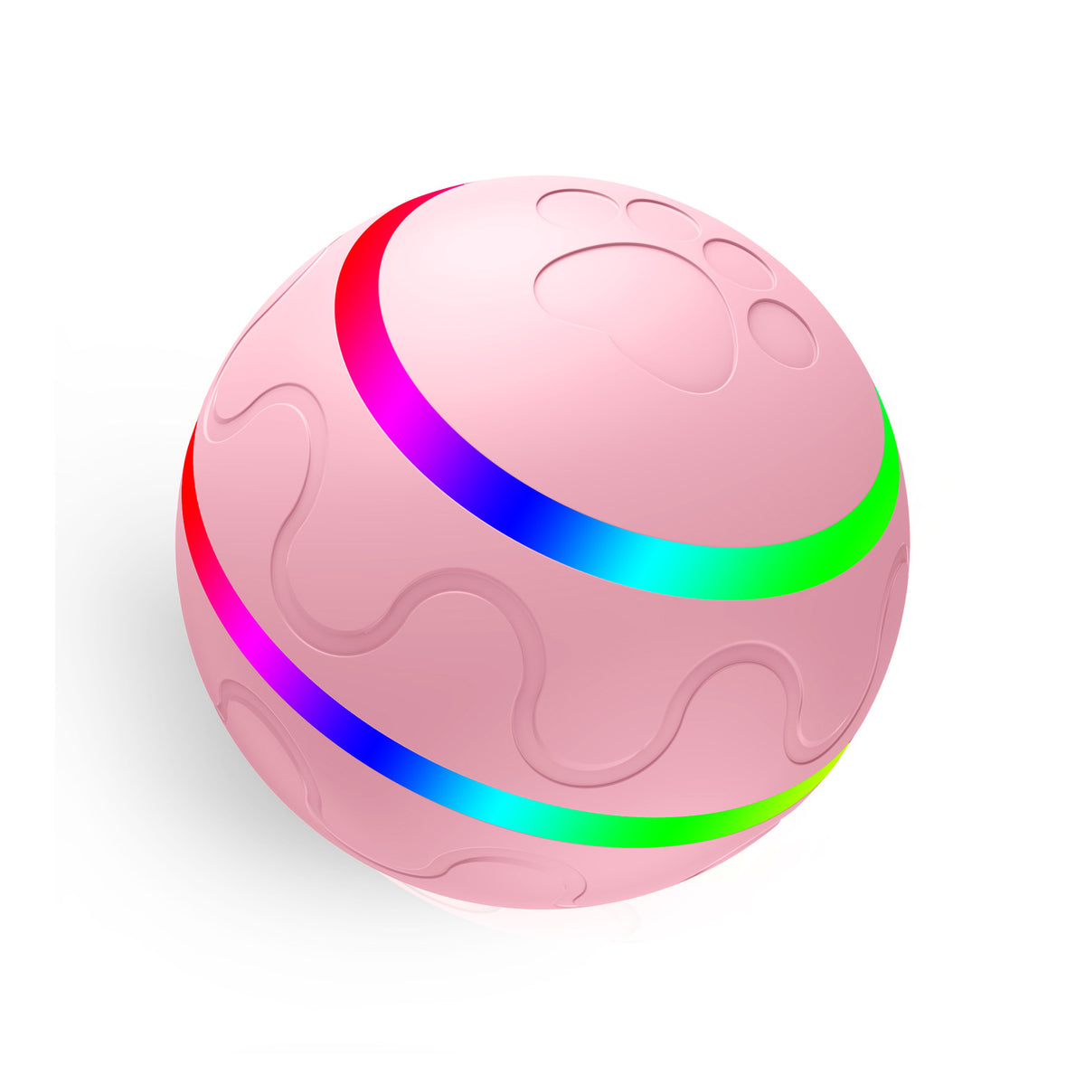 Self-Rolling Interactive Pet Ball with LED Light — Pink, Smart Mode