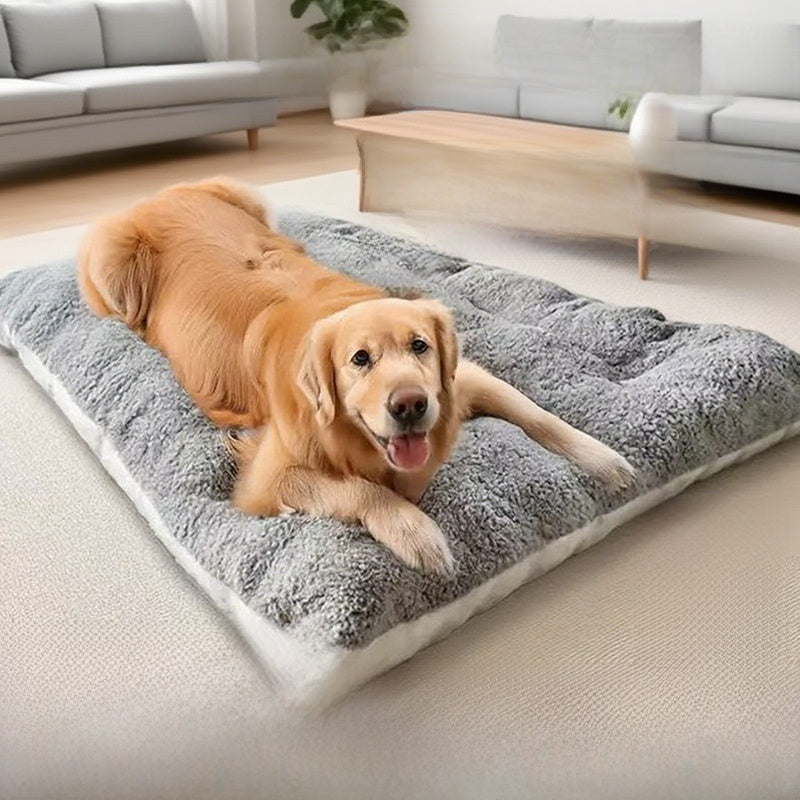 Reversible Plush Dog Bed Mat shown in a home setting