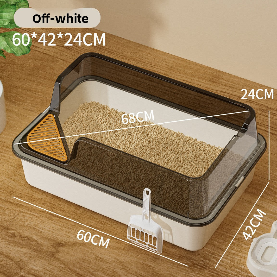 High-Sided Cat Litter Box with Scatter Shield shown in a home setting (view 17)