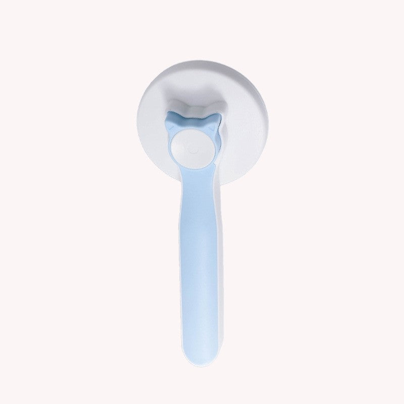 Round Self-Cleaning Slicker Brush with Cat-Ear Button shown on a plain background