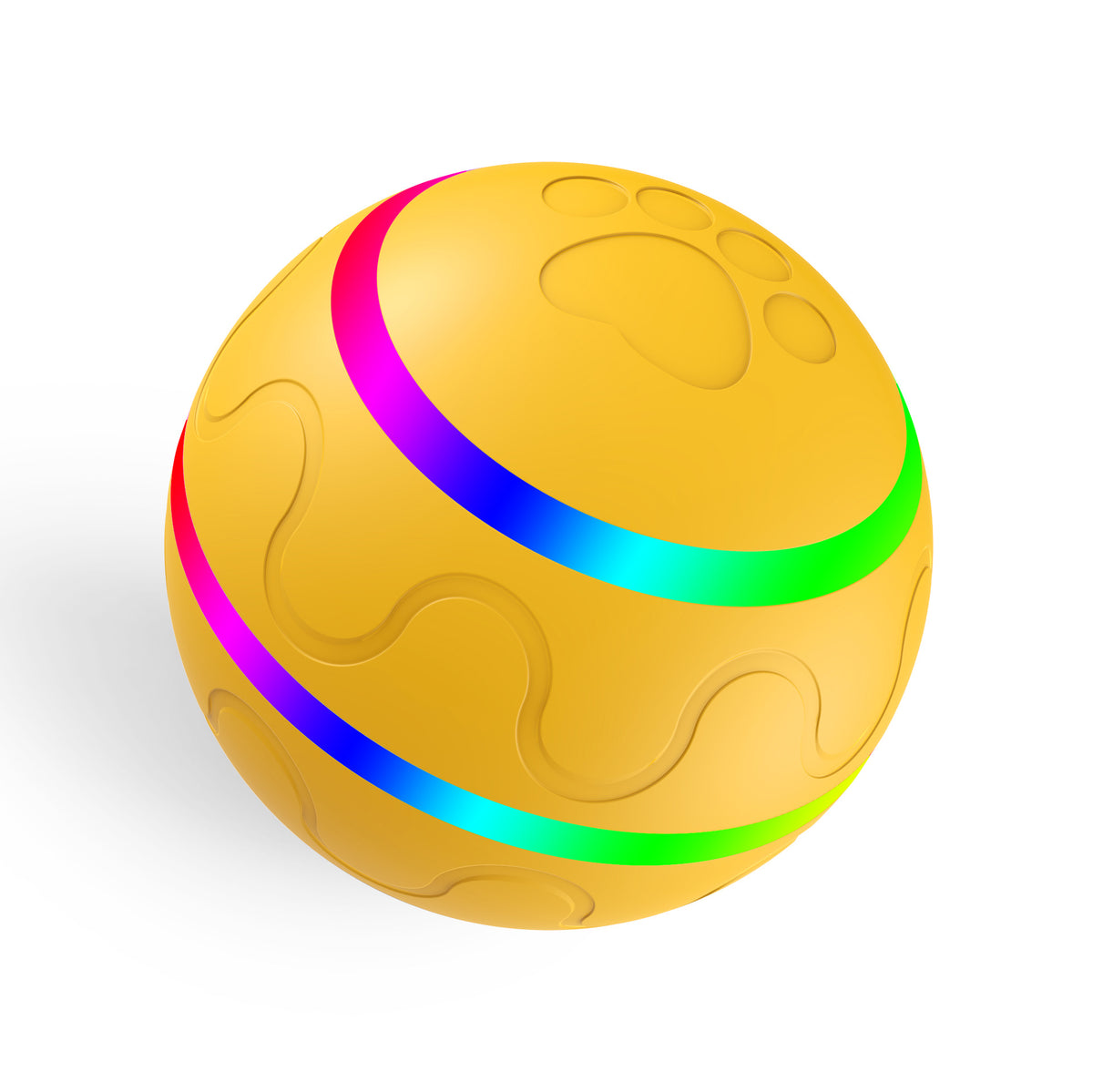 Self-Rolling Interactive Pet Ball with LED Light — Yellow, Smart Mode