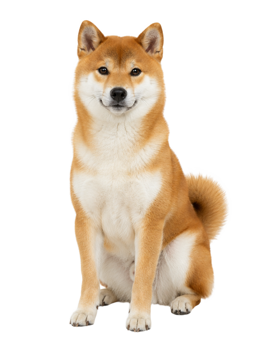 Shiba Inu sitting, cut out on a transparent background