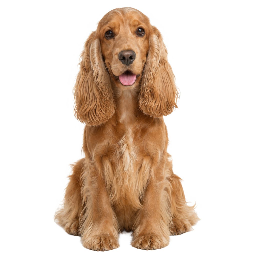 A Cocker Spaniel sitting, cut out on a transparent background