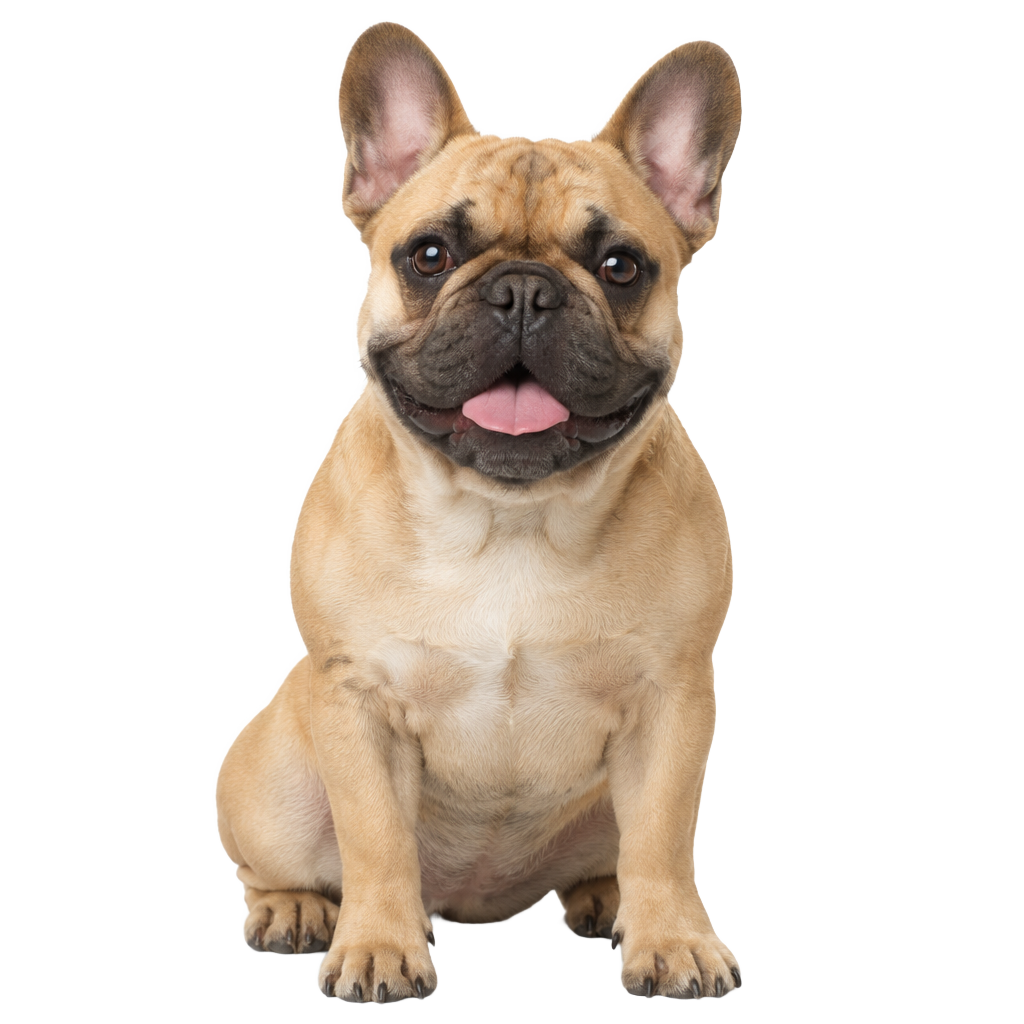 A French Bulldog sitting, cut out on a transparent background