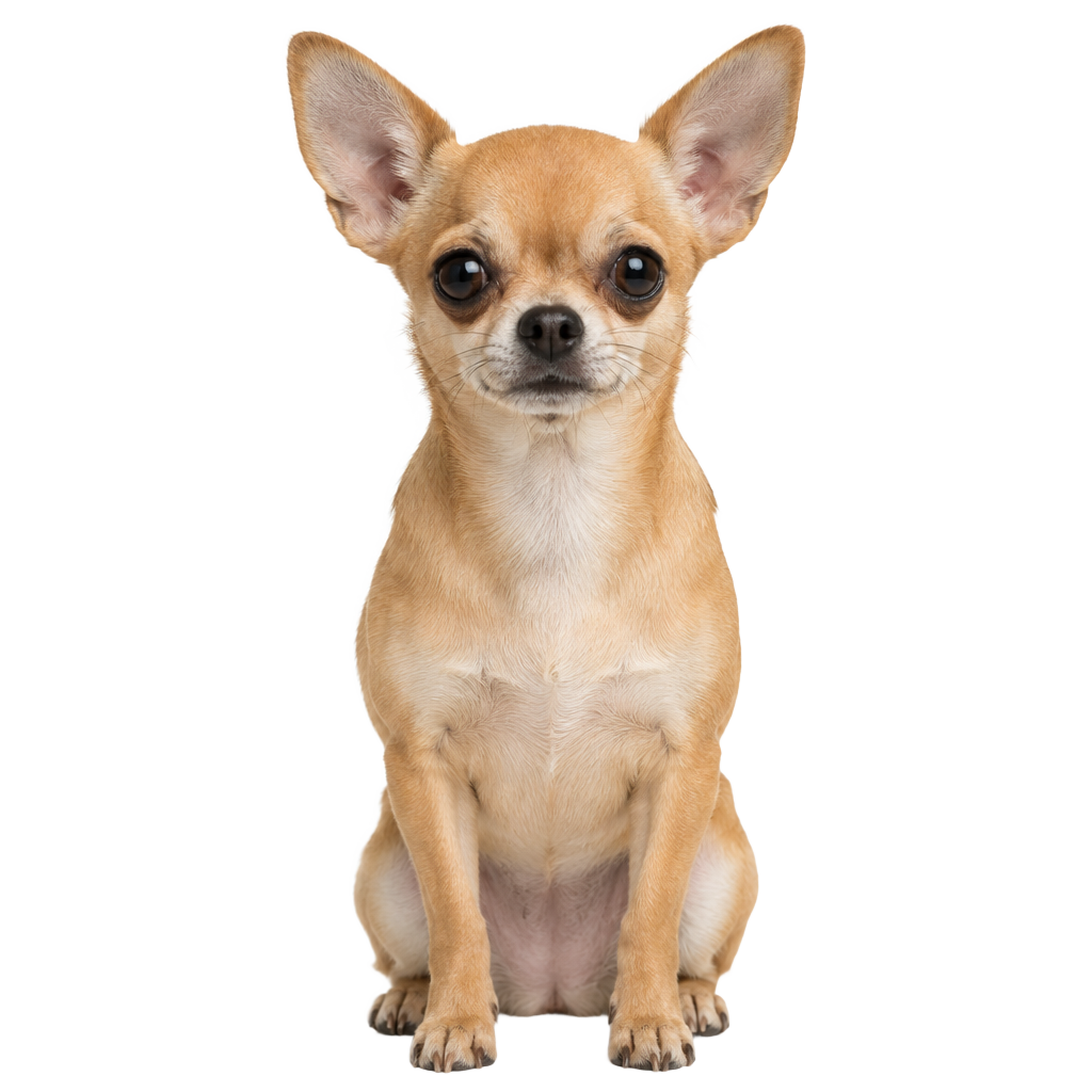 A tan Chihuahua sitting, cut out on a transparent background