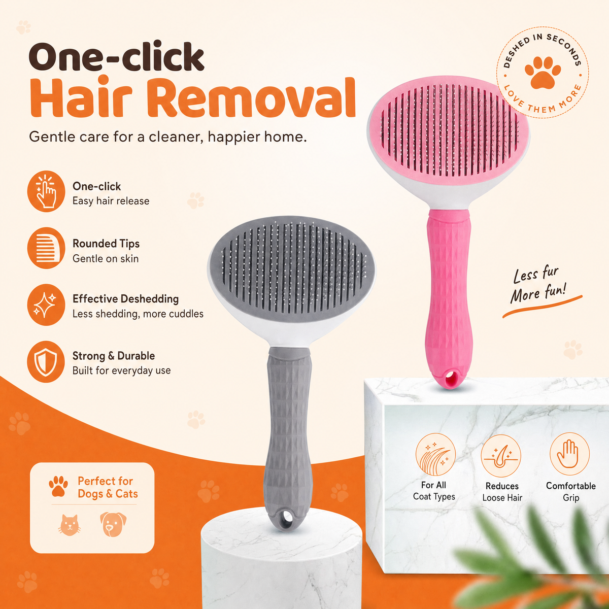 Pink and grey slicker brushes shown with the retail box