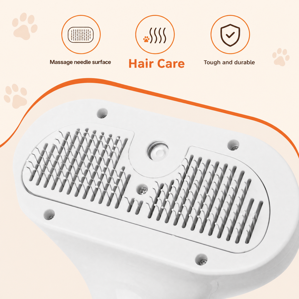 Close-up of the brush head showing the massage needle surface and silicone tips