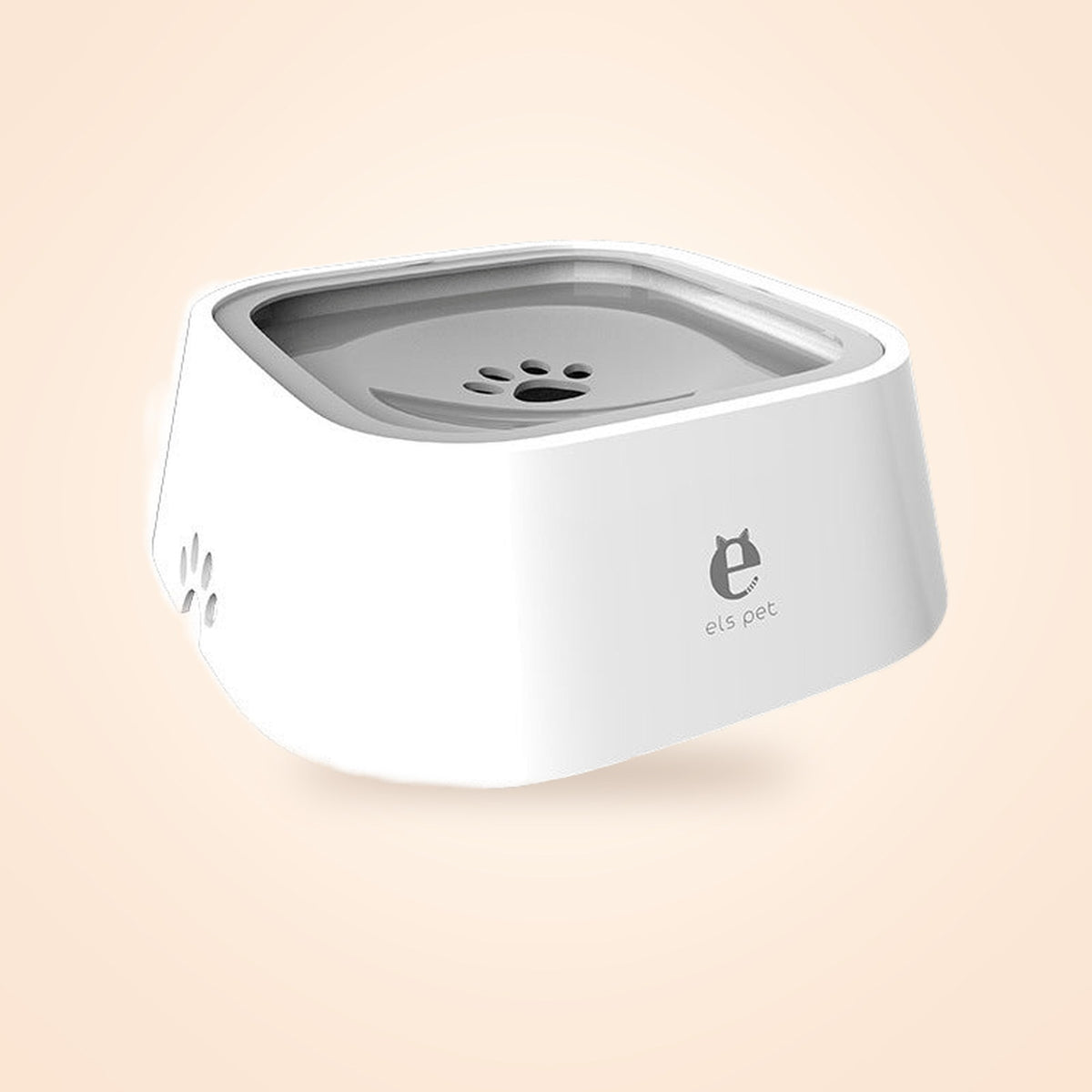 White no-splash floating water bowl for dogs and cats