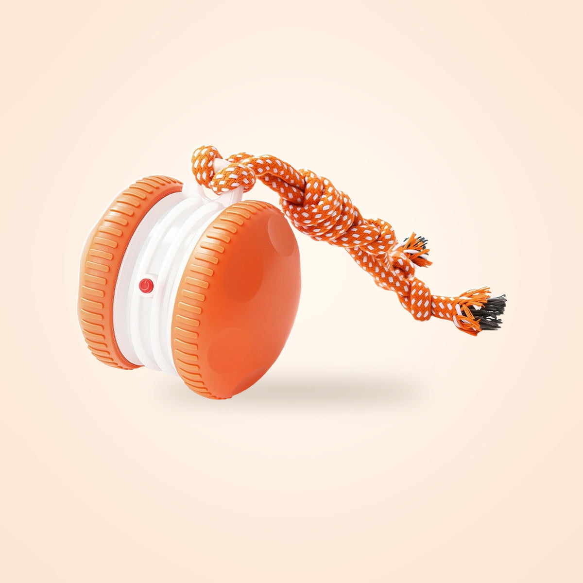 Orange interactive rolling dog ball with cotton rope