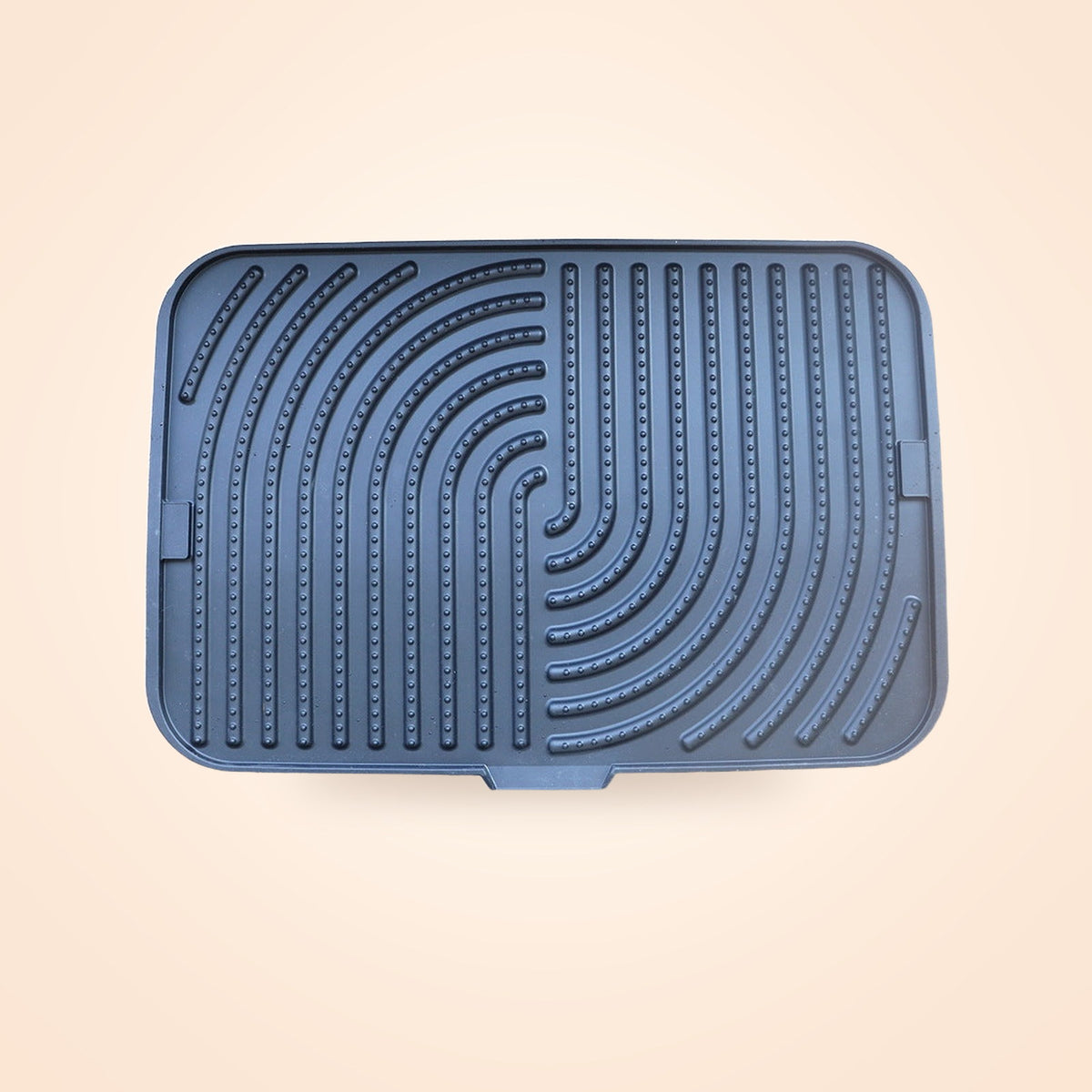 Foldable navy silicone cat litter mat with grooved surface
