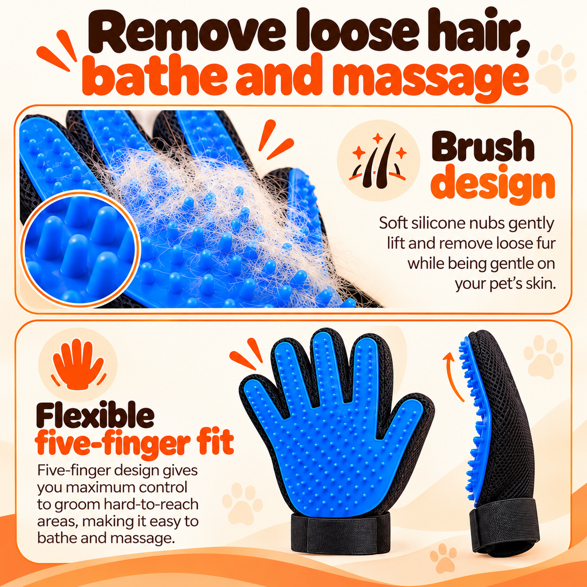 Close-up of the silicone nubs and the five-finger shape of the glove