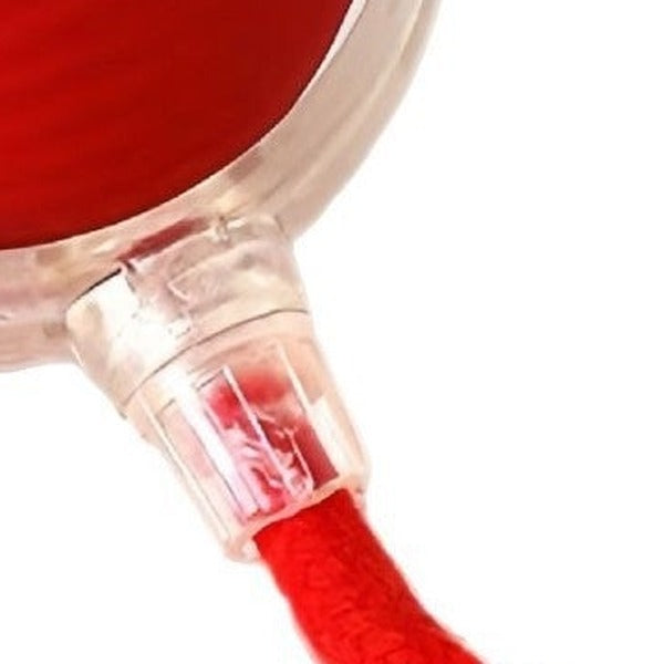 Close-up of the clear housing where the rope tail attaches