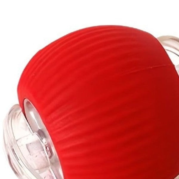 Close-up of the soft ribbed cover over the clear ball housing