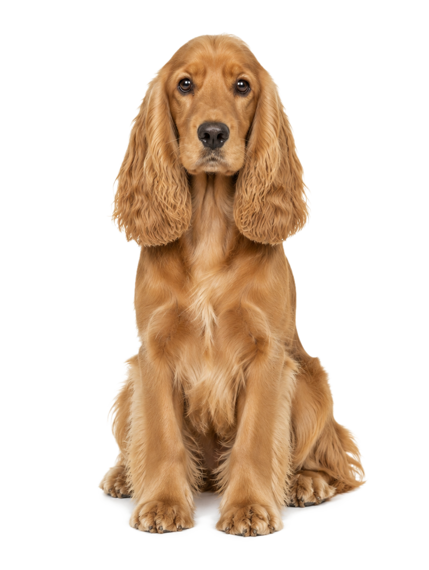 Cocker Spaniel sitting, cut out on a transparent background
