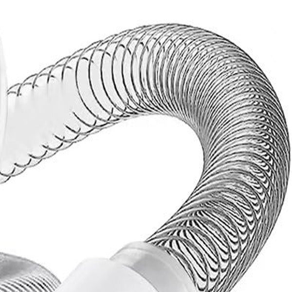 Close-up of the flexible hose that carries the hair to the bin
