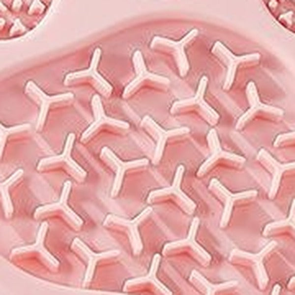 Close-up of the raised pattern on the pink mat