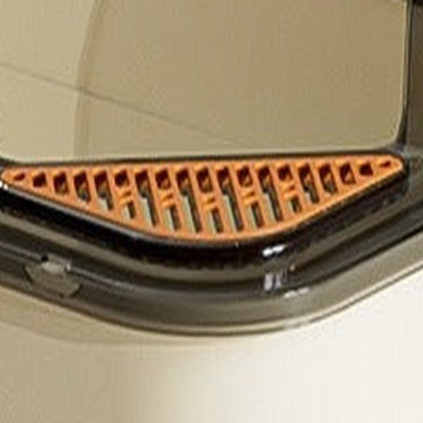 Close-up of the low front entry and its textured step