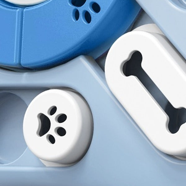 Close-up of the paw-print caps covering the treat wells