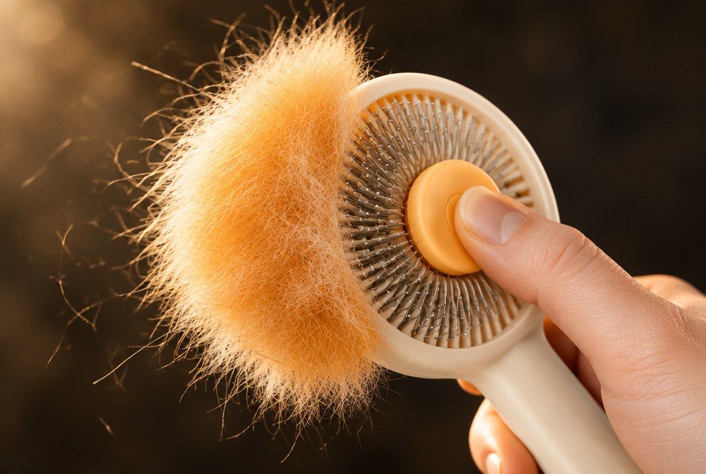 A pad of orange undercoat lifting off the pins as the centre button is pressed